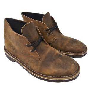 Clarks Mens 8 15522 Bushacre Desert Brown Leather Lace Up Chukka Boots shoes